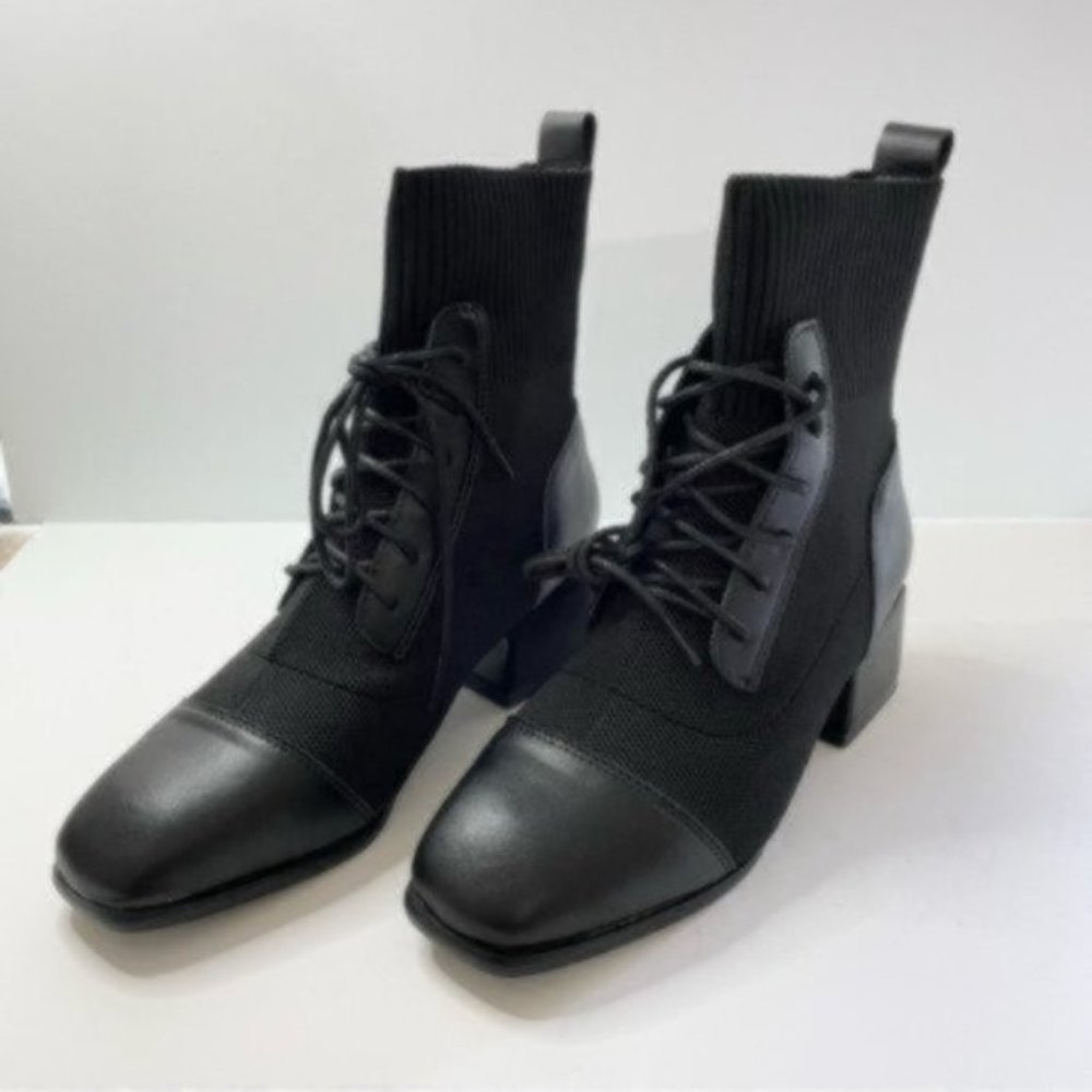 US Size 10, EU Size 41 C. Paravano Black Boots Mesh Combat Boots Womens Shoes - Picture 4 of 13